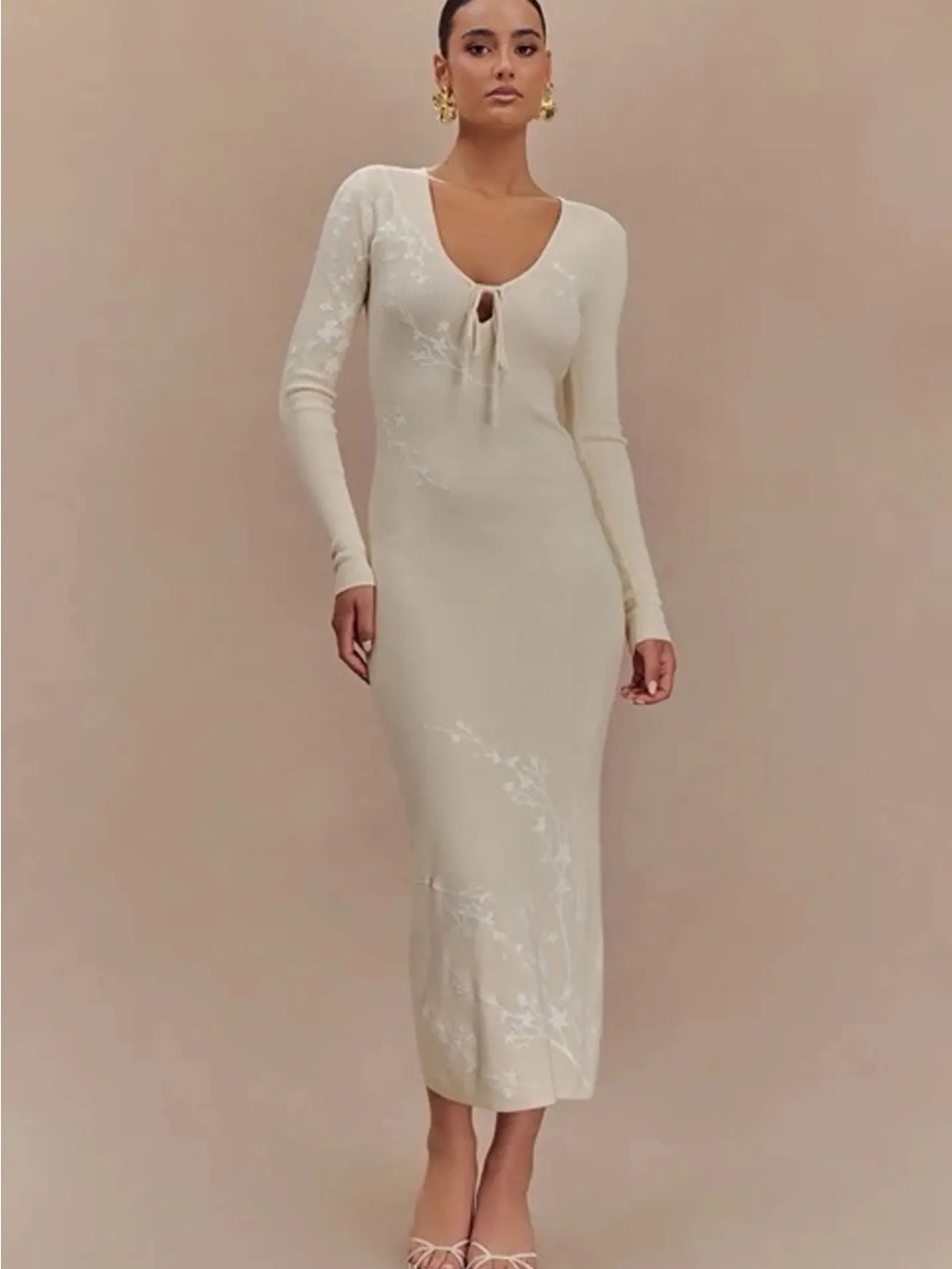 Meshki Mckenna Embroidered Knit Midi Dress